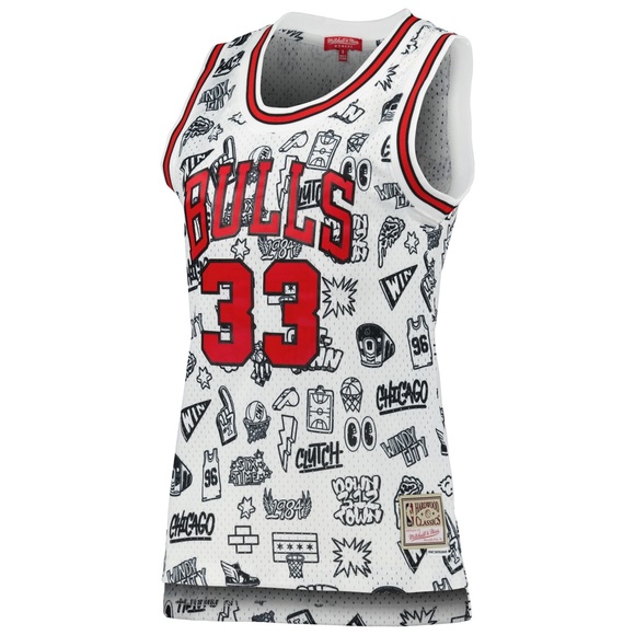 Scottie Pippen Chicago Bulls Women’s 1997 Doodle Swingman Reproaz Jersey – White - Picture 3 of 16